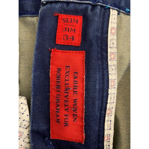 Robert Graham Jeans Men Size 34 Blue Slim Jim Pants Actual 36x31 Dark Indigo - Picture 9 of 10